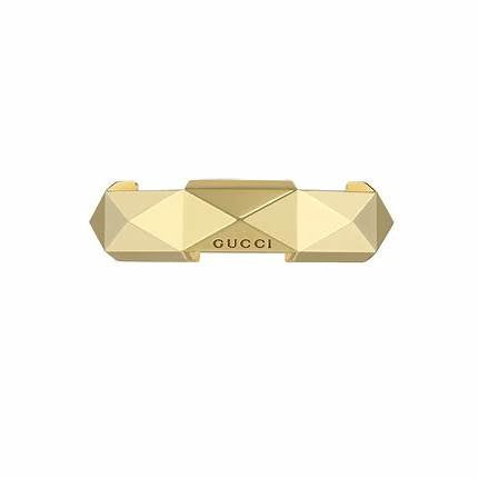 Gucci Link to Love 18ct Yellow Gold 6mm Studded Ring - Size 6