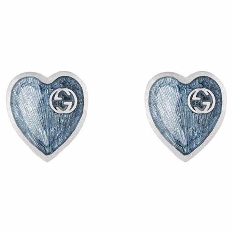 Gucci Interlocking G Light Blue Heart Earrings YBD645547002