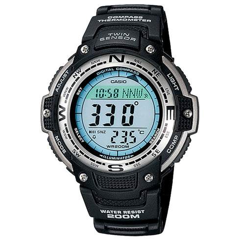 Reloj digital para hombre Casio SGW-100-1VCF con brújula - Correa de resina negra, Doble sensor