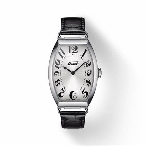 Tissot Heritage Porto Unisex Watch - Silver Dial, Stainless Steel Tonneau Case, Black Leather Strap