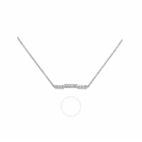 Gucci Link to Love 18ct White Gold Diamond Bar Necklace - Model YBB662132001