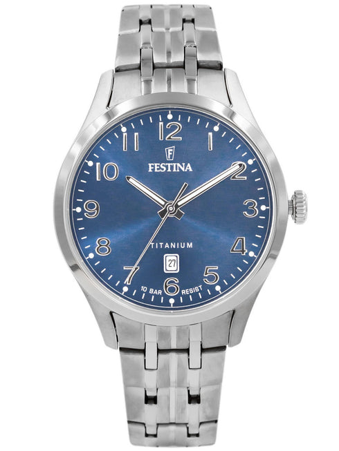 Festina F20466/2 Men’s Titanium Watch – Blue Dial, Silver Titanium 40mm