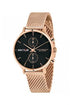 Sector 370 R3253522002 Men's Multifunction Watch - 39mm Rose Gold PVD Case, Black Dial, Rose Gold Milanese Mesh Bracelet