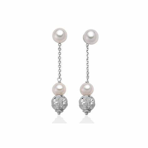 Miluna PER2455 Women's Dangle Earrings - 18K White Gold with Freshwater Pearls