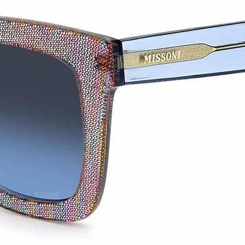 Missoni MIS 0126/S Occhiali da sole da donna - 52 mm, montatura con motivo arcobaleno rosa e lenti blu sfumate