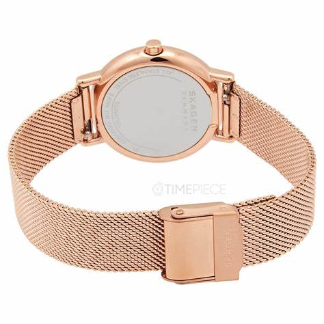 SKAGEN DENMARKSkagen Signatur Lille SKW2837 Women's Watch - Rose Gold Mesh Bracelet, Blue DialWATCHESEcecile