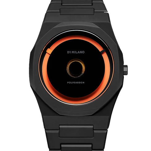 D1 Milano Polycarbon Orange Load PCBJ27 Orologio da uomo - Nero con dettagli in Luminova arancione