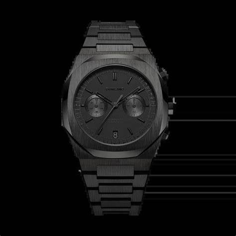 D1 Milano Project Shadow Cronografo D1-CHBJSH Orologio da uomo - Acciaio inossidabile nero, 41,5 mm