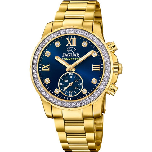 Jaguar Connected J983/3 Women's Hybrid Smartwatch - Gold Stainless Steel with Blue Dial