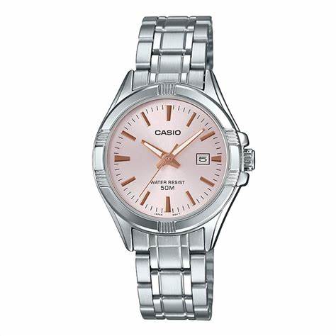 Casio LTP-1308D-4AVDF Women's Watch - Pink Dial, Stainless Steel Band