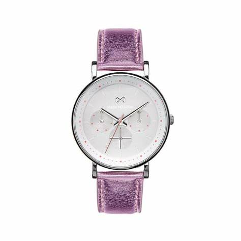 Mark Maddox MC0101-17 Women's Analog Quartz Watch - Pink Leather Strap, Silver Dial