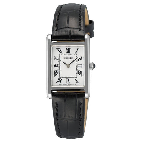 Seiko SWR107P1 Women’s Classic Quartz Watch – Stainless Steel, Leather Strap