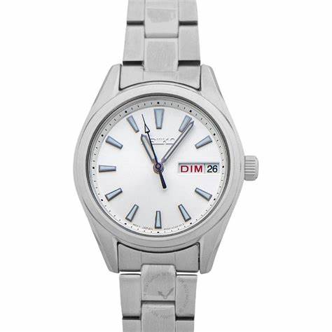 Seiko SUR349P1 Women's Quartz Watch - Silver Dial, Day-Date, Stainless Steel Bracelet