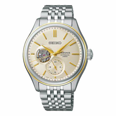 Seiko Presage SPB480J1 Shiro-iro Open Heart Orologio automatico - Quadrante bianco, bracciale in acciaio inossidabile