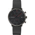 Junghans Max Bill Chronoscope Bauhaus Orologio da uomo 027/4409.02 - Cassa in acciaio inossidabile rivestita in PVD nero 40 mm, quadrante nero, cinturino in pelle nera