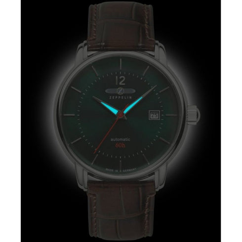 Zeppelin LZ120 Bodensee Automatic 8160-4 Men's Watch - Dark Green Dial, Brown Leather Strap