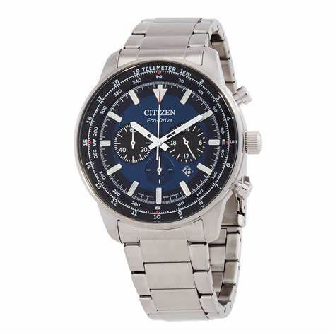 Citizen CA4500-91L Eco-Drive Chronograph Men's Watch - Blue Dial, Stainless Steel Bracelet