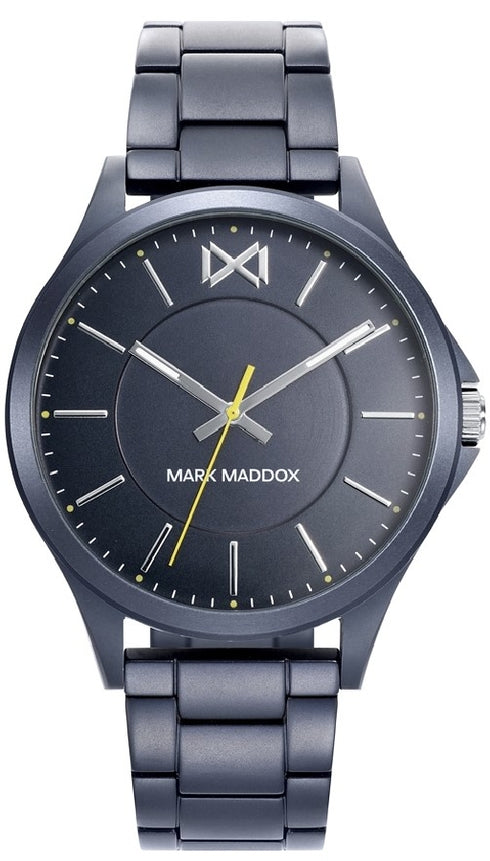 Mark Maddox HM7128-37 Orologio analogico da uomo - Bracciale in acciaio inossidabile nero, quadrante nero