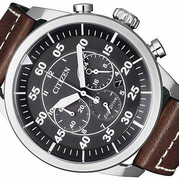 Citizen Eco-Drive CA4210-16E Reloj cronógrafo para hombre - Esfera negra, correa de piel marrón
