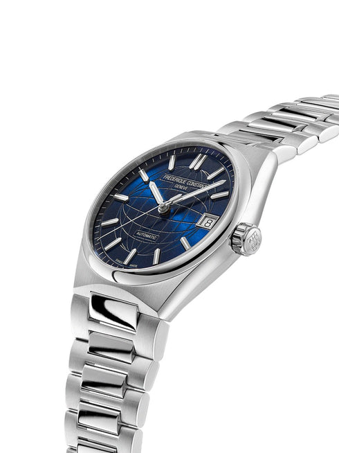 Frederique Constant Highlife Ladies Quartz FC-240ND2NH26B - Orologio in acciaio inossidabile da 31 mm con quadrante blu e indici di diamanti