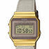 Reloj digital unisex Casio A700WEGL-7AEF - Caja en tono dorado con correa de tela beige