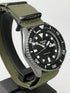 Seiko 5 Sports SRPD65K4 Men's Watch - Black Dial, Stainless Steel Case, Green NATO Strap