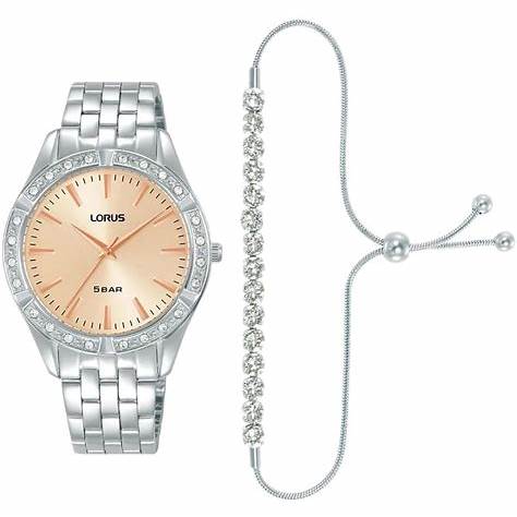Lorus RG291XX9 Women's Watch & Bracelet Set – Rose Gold Dial, Stainless Steel Bracelet