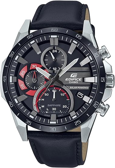 Casio Edifice EFS-S620BL-1AVUEF Reloj cronógrafo solar para hombre - Esfera negra, correa de piel