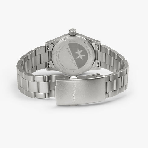 Reloj Hamilton Khaki Field Quartz H69301140 33mm - Esfera azul, brazalete acero