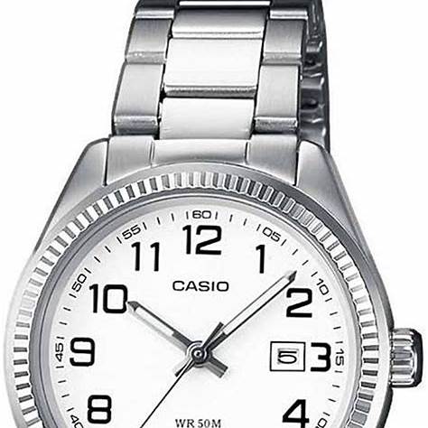 Casio LTP-1302PD-7BVEG Damenuhr - Weißes Zifferblatt, Edelstahlarmband