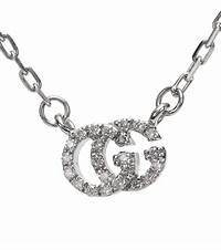 Gucci Interlocking G 18kt White Gold Diamond Necklace - Model YBB729402003