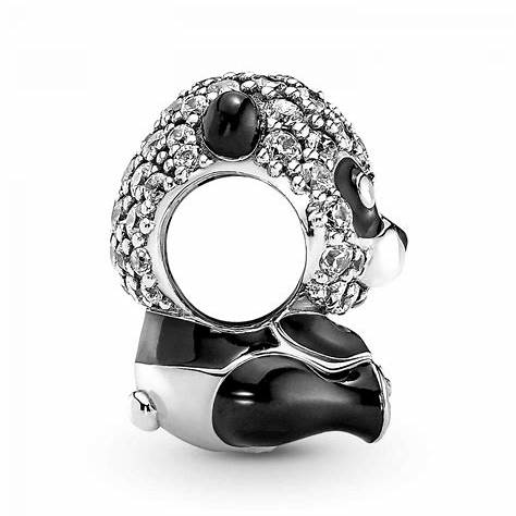 Pandora 790771C01 Fascino Panda carino e scintillante - Argento 925 con zirconia cubica trasparente e smalto nero