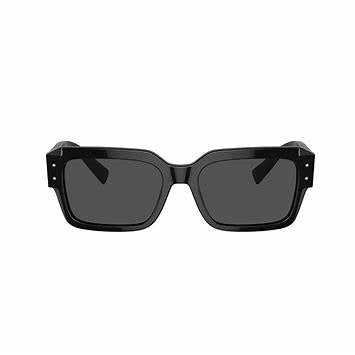 Dolce & Gabbana DG4460 501/87 56 Men's Square Sunglasses - Black Acetate Frame, Dark Grey Lenses