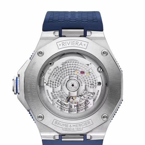 Baume & Mercier Riviera 10716 Orologio automatico da uomo - Quadrante blu fumé in zaffiro, cassa in acciaio, cinturino in gomma blu