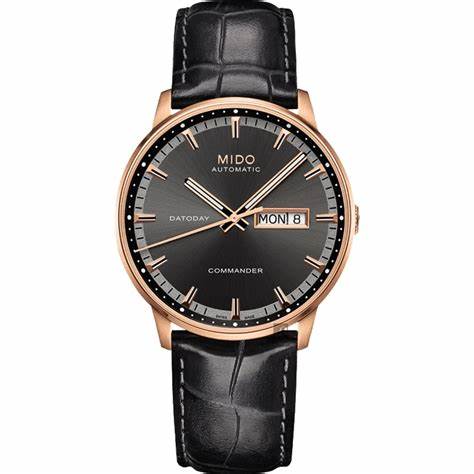 Mido Commander II M0164303606180 Orologio automatico da uomo - Quadrante antracite, cassa in acciaio inossidabile tonalità oro rosa