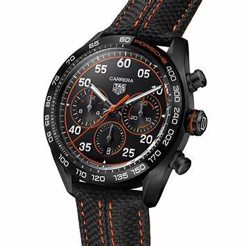 TAG Heuer Carrera X Porsche Orange Racing CBN2A1M.FC6526 Men's Watch - Black Dial, Leather Strap