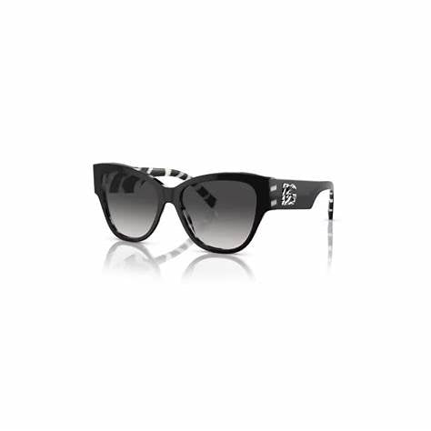 Dolce & Gabbana DG4449 3372/P 54 Women's Butterfly Sunglasses - Black on Zebra Frame, Gray Mirrored Lenses