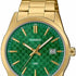 Reloj analógico para hombre Casio MTP-VD03G-3AUDF – Esfera verde, brazalete de acero inoxidable tono dorado