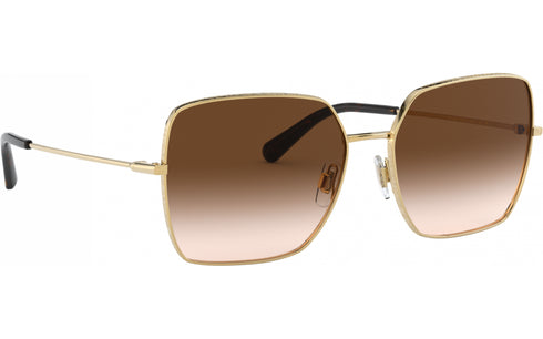 Dolce & Gabbana Slim DG2242 02/13 Women's Sunglasses - Gold Frame, Brown Gradient Lenses