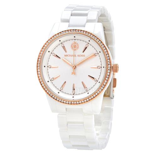 Michael Kors MK6837 Orologio da donna in ceramica bianca, 37 mm