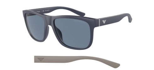 Emporio Armani EA4182U 5088/2V Gafas de sol unisex - montura azul mate, lentes azul oscuro polarizadas, 57mm