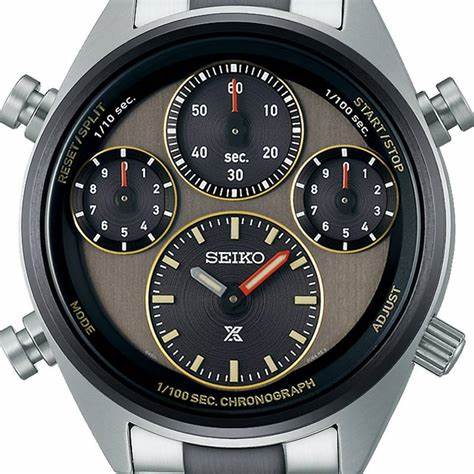 Seiko Prospex SFJ005P1 Herren Solar Chronograph Uhr - Khaki-Graues Zifferblatt, Edelstahlarmband