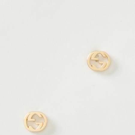 Gucci YBD748543002 18k Yellow Gold Interlocking GG Stud Earrings