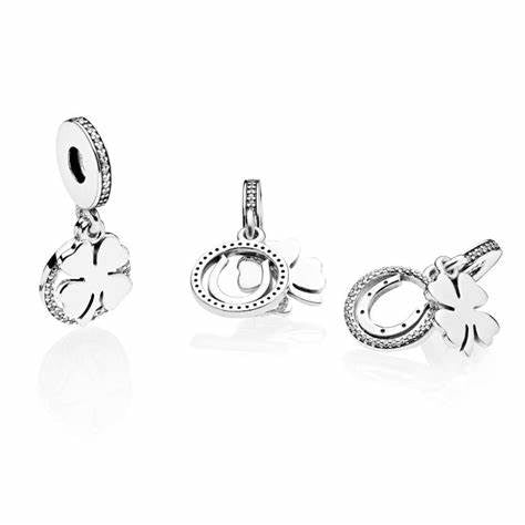 Pandora 792089CZ Charm penzolante con quadrifoglio portafortuna - Argento 925 con zirconi trasparenti