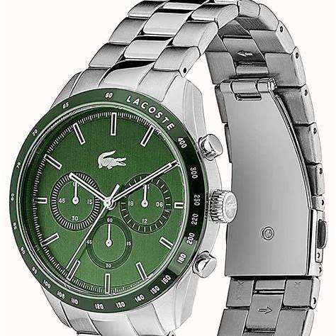 Lacoste Boston Men's Chronograph Watch - Stainless Steel Bracelet, Green Dial, 42mm