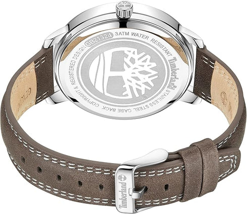 TIMBERLANDTimberland TDWGB2132401 Clarksville Men's Watch – 48mm Silver Stainless Steel Case, Black Dial, Brown Leather Strap, Date Display, Quartz Movement, 5 ATM Water ResistanceWATCHESEcecile