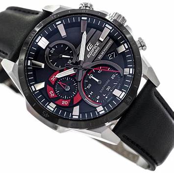 Casio Edifice EFS-S620BL-1AVUEF Reloj cronógrafo solar para hombre - Esfera negra, correa de piel