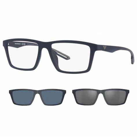 Emporio Armani EA4189U 5088/1W Occhiali da vista da uomo - Montatura blu opaco con lenti a clip, 55mm