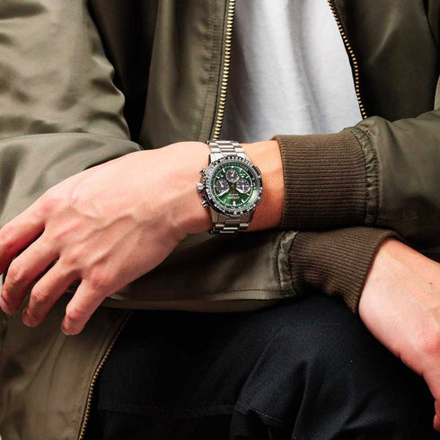 Citizen Promaster CA4664-60W Men's Green Dial Chronograph Watch – Eco-Drive, 40mm, 200M WR