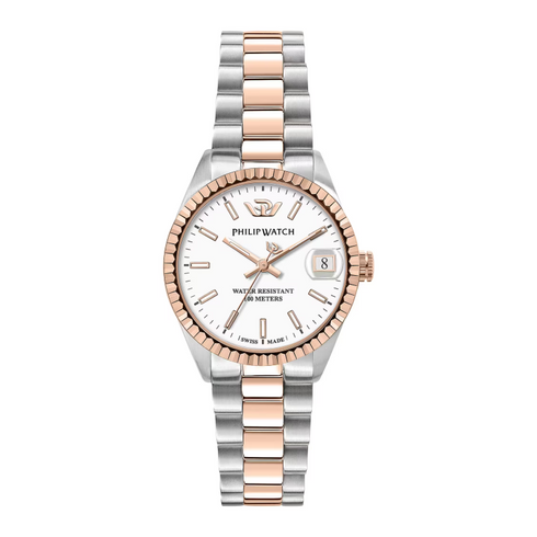 Philip Watch Caribe R8253597616 Women's Quartz Watch - Stainless Steel & Rose Gold, White Dial